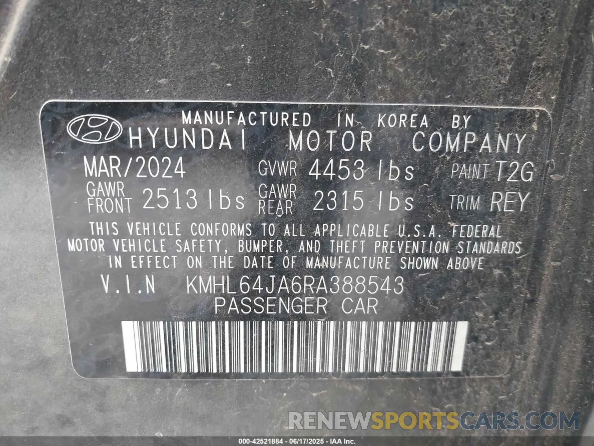 9 Photograph of a damaged car KMHL64JA6RA388543 HYUNDAI SONATA 2024