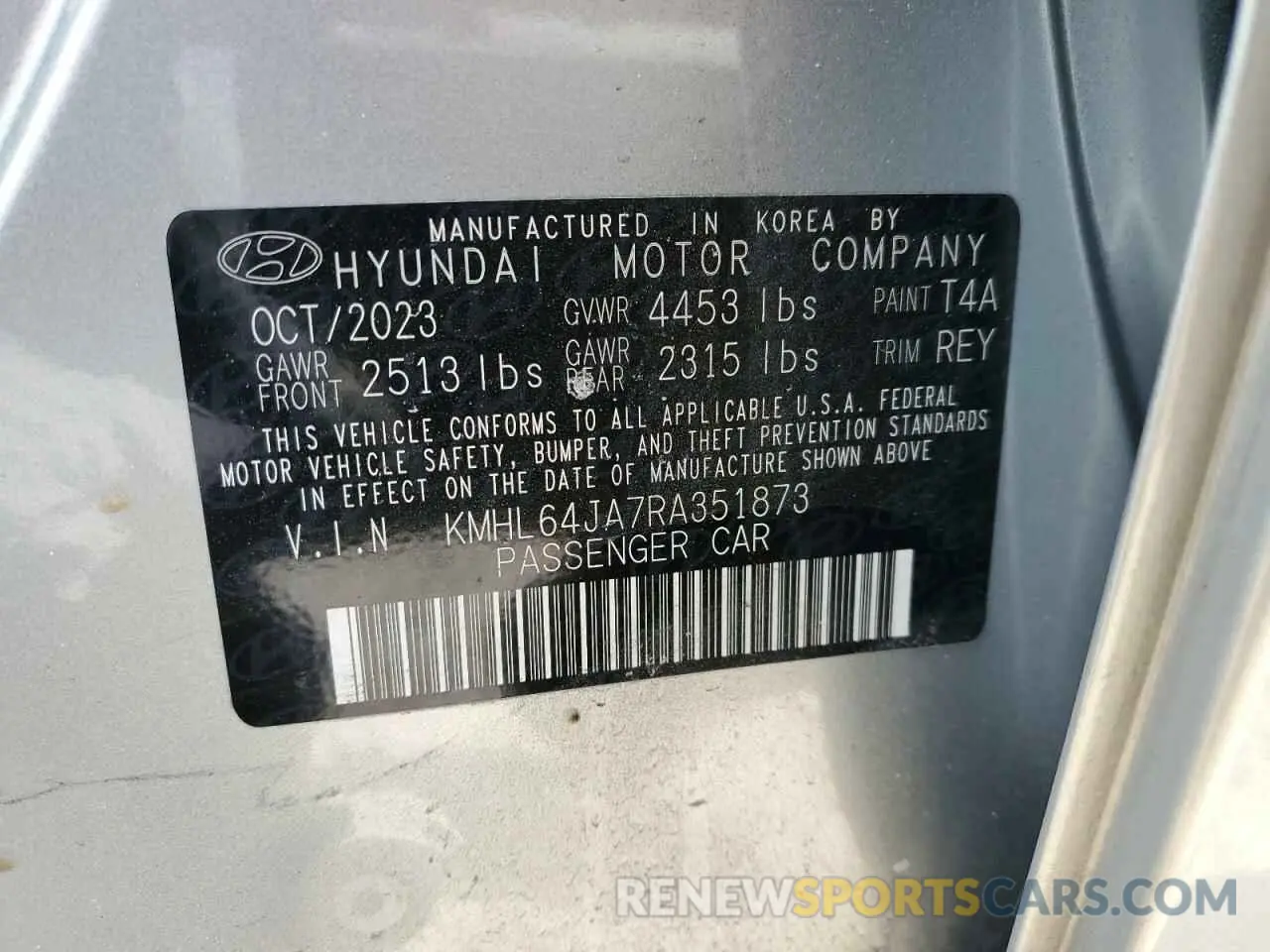 12 Фотография поврежденного автомобиля KMHL64JA7RA351873 HYUNDAI SONATA 2024
