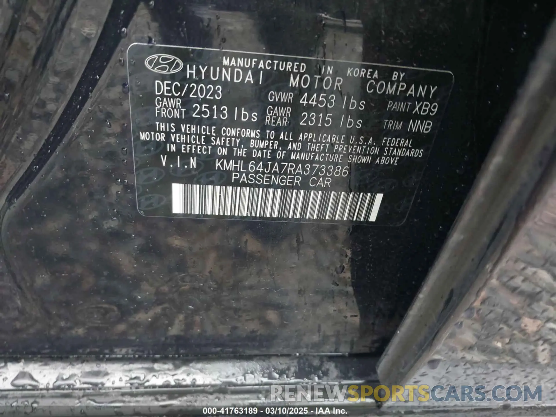 9 Photograph of a damaged car KMHL64JA7RA373386 HYUNDAI SONATA 2024