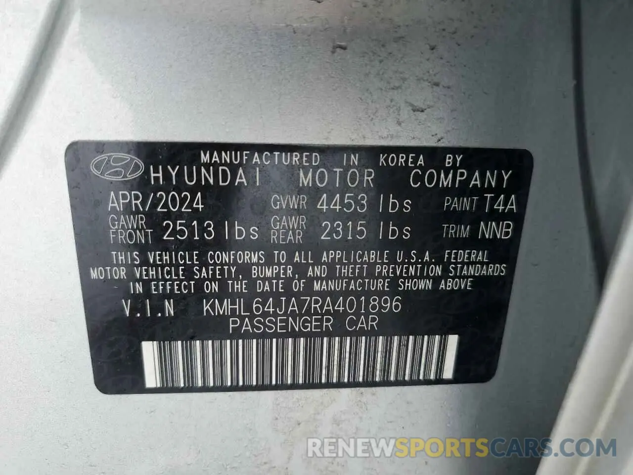12 Фотография поврежденного автомобиля KMHL64JA7RA401896 HYUNDAI SONATA 2024