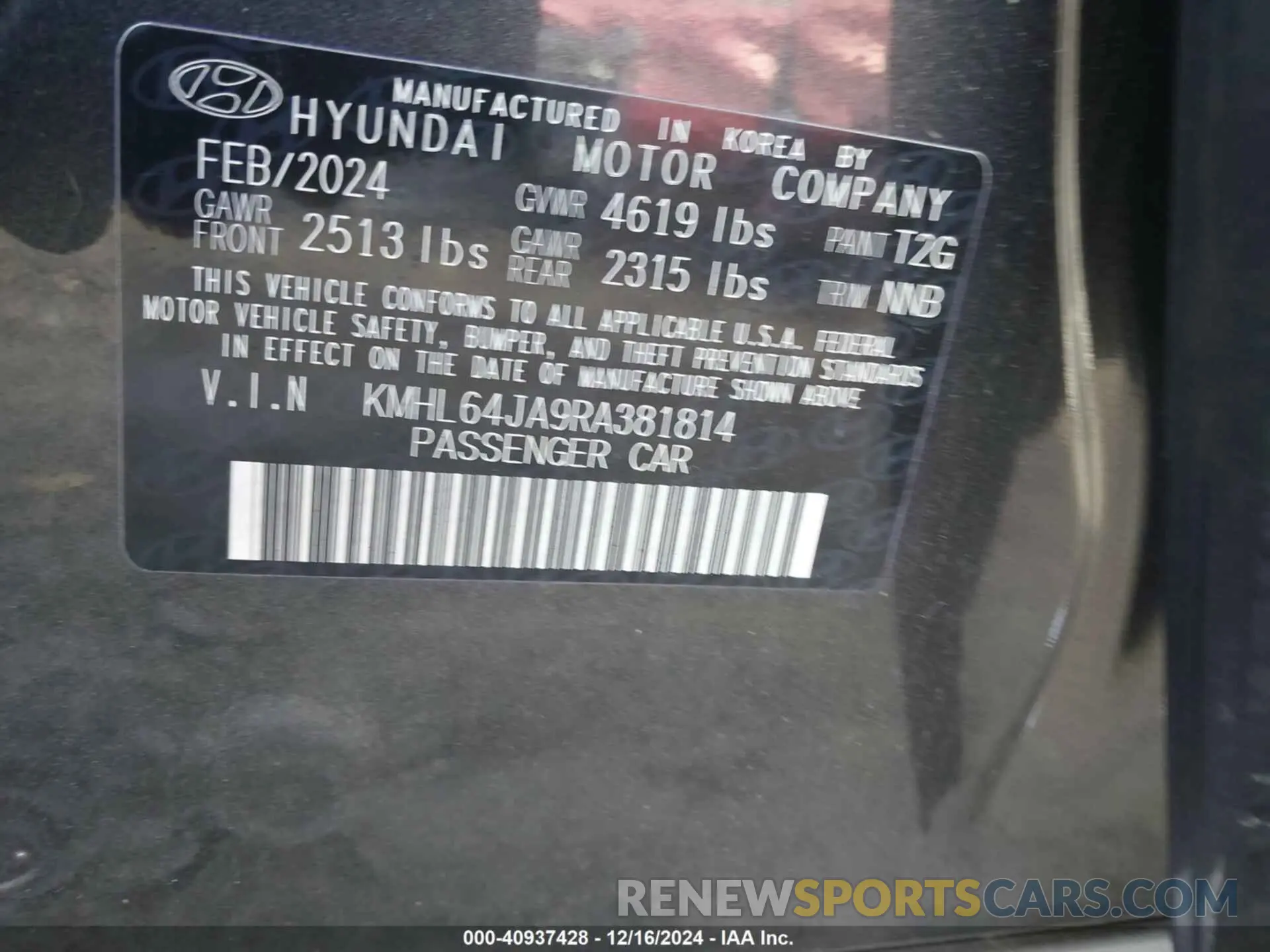 9 Фотография поврежденного автомобиля KMHL64JA9RA381814 HYUNDAI SONATA 2024
