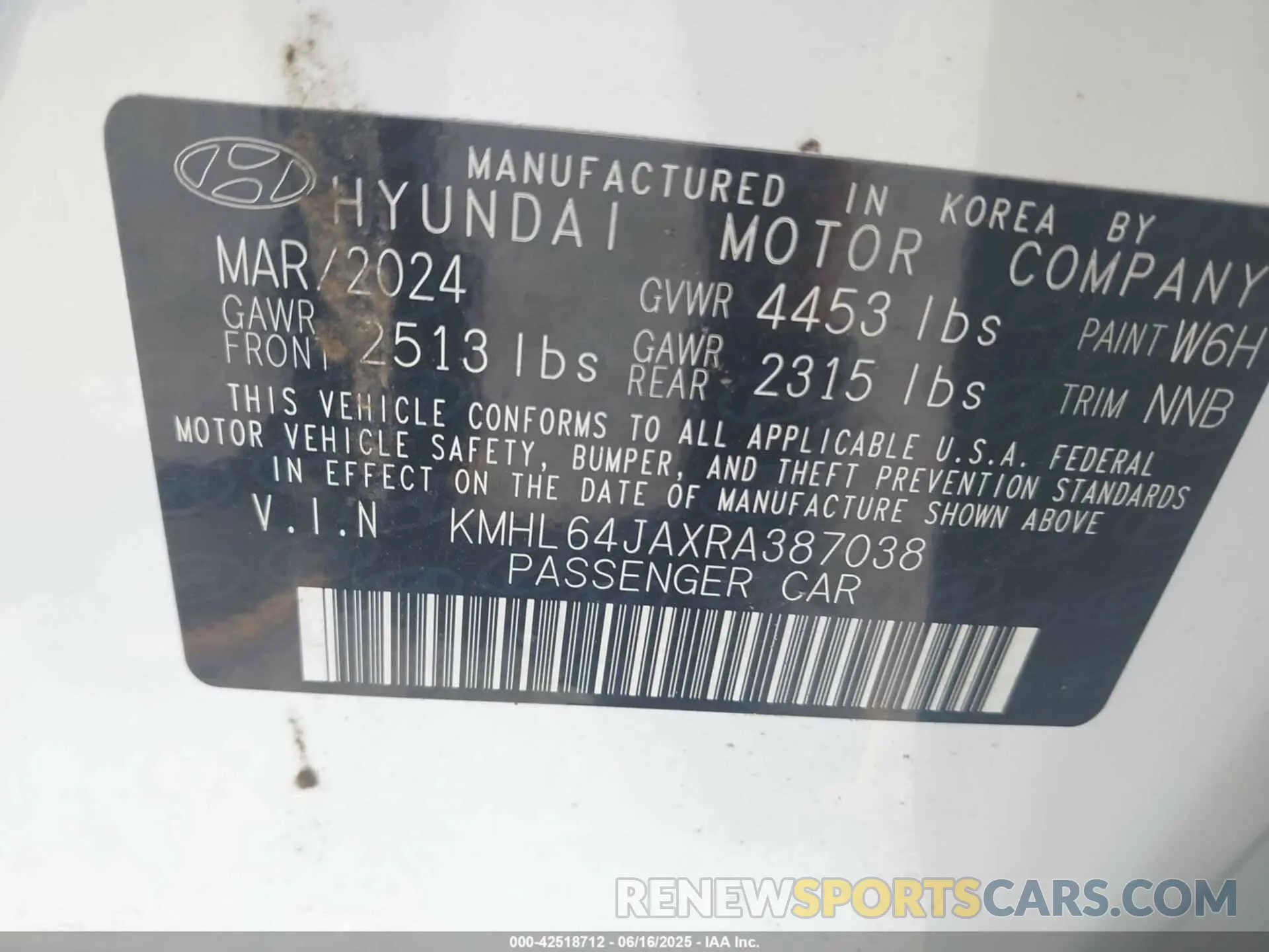 9 Photograph of a damaged car KMHL64JAXRA387038 HYUNDAI SONATA 2024