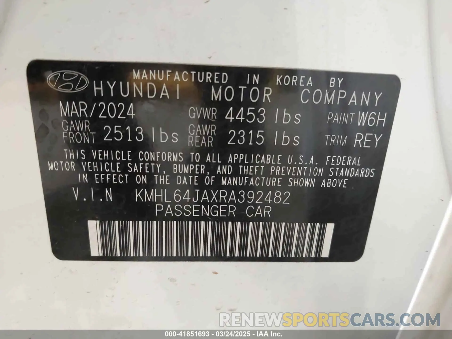 9 Фотография поврежденного автомобиля KMHL64JAXRA392482 HYUNDAI SONATA 2024