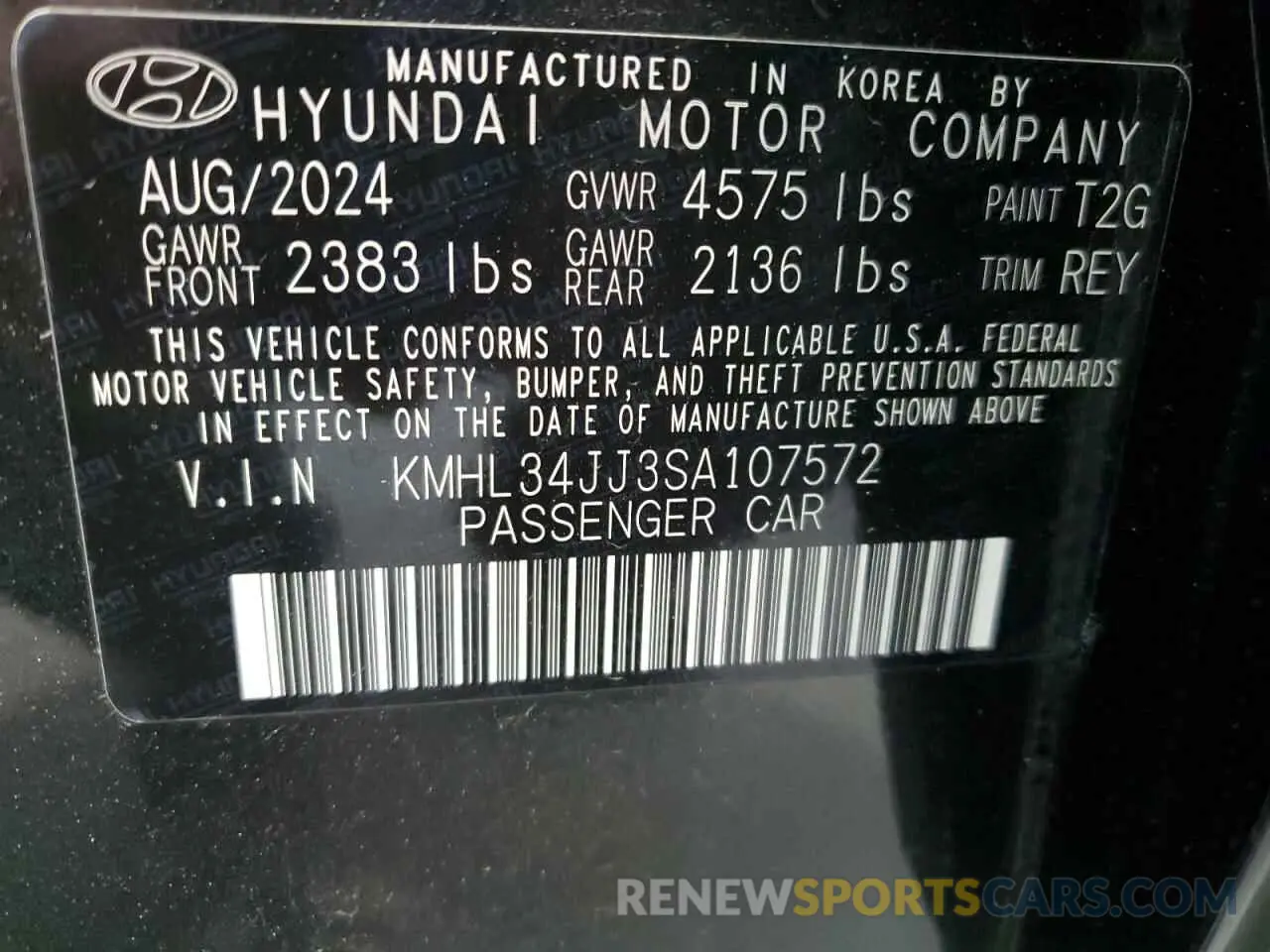 13 Photograph of a damaged car KMHL34JJ3SA107572 HYUNDAI SONATA 2025