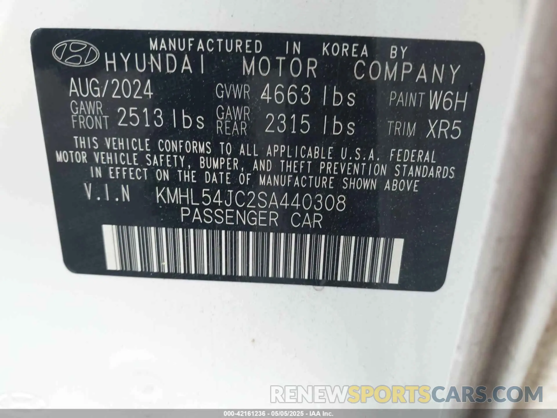 9 Photograph of a damaged car KMHL54JC2SA440308 HYUNDAI SONATA 2025