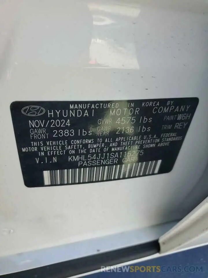 12 Photograph of a damaged car KMHL54JJ1SA115275 HYUNDAI SONATA 2025