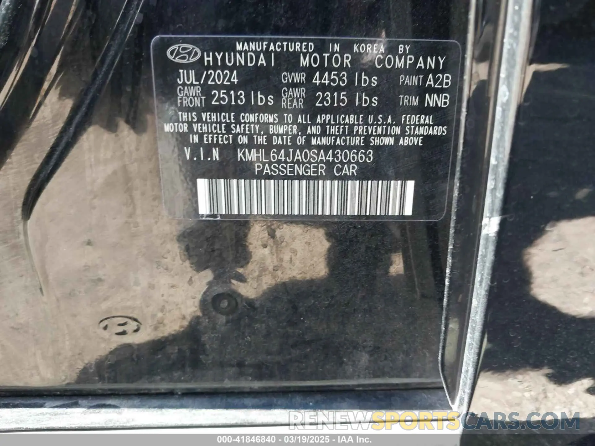 9 Photograph of a damaged car KMHL64JA0SA430663 HYUNDAI SONATA 2025