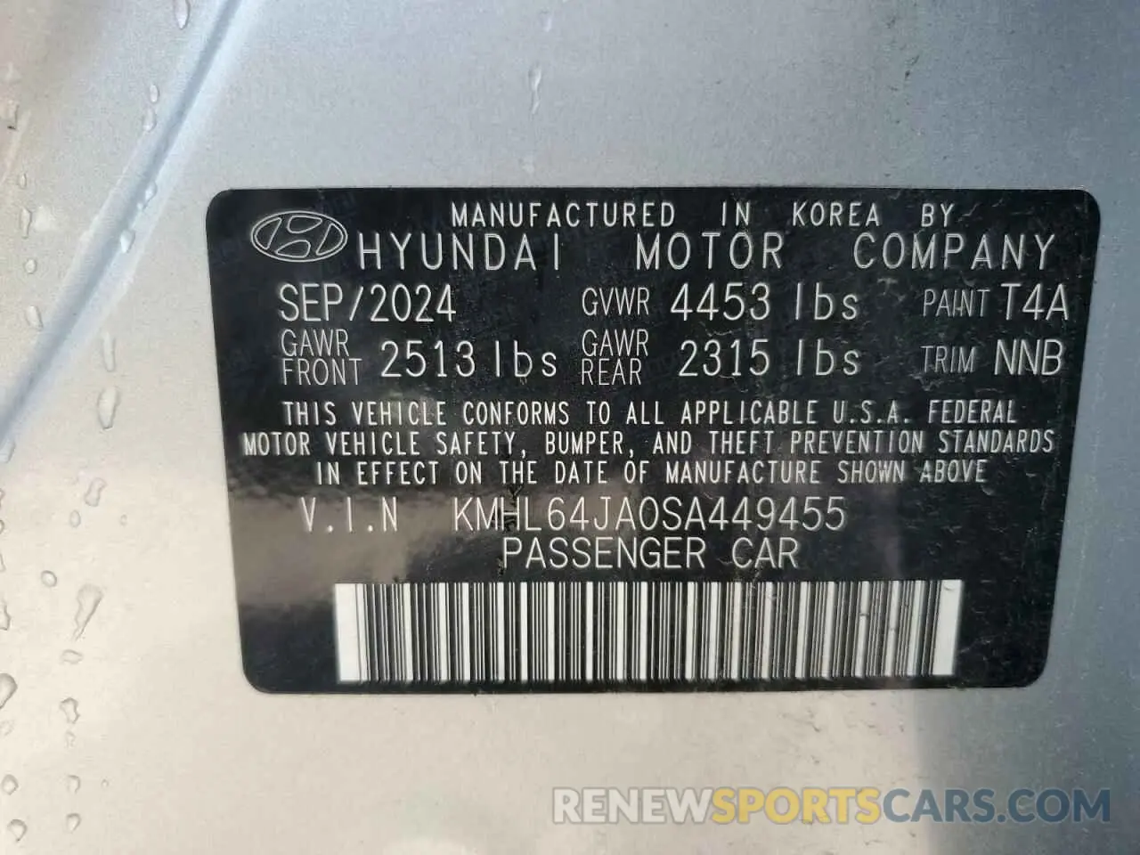 12 Photograph of a damaged car KMHL64JA0SA449455 HYUNDAI SONATA 2025