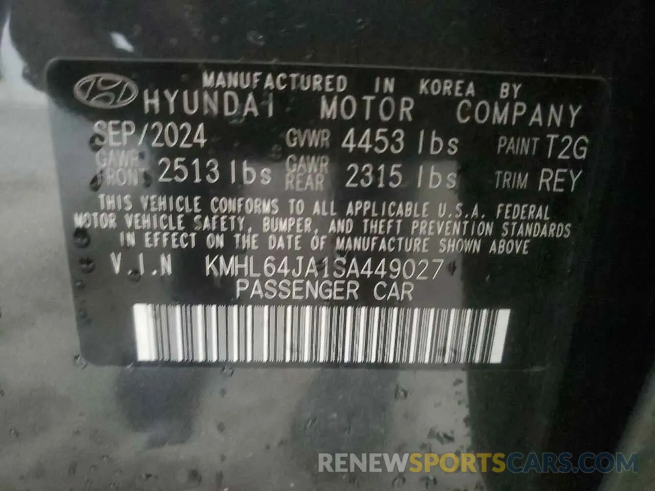 12 Photograph of a damaged car KMHL64JA1SA449027 HYUNDAI SONATA 2025