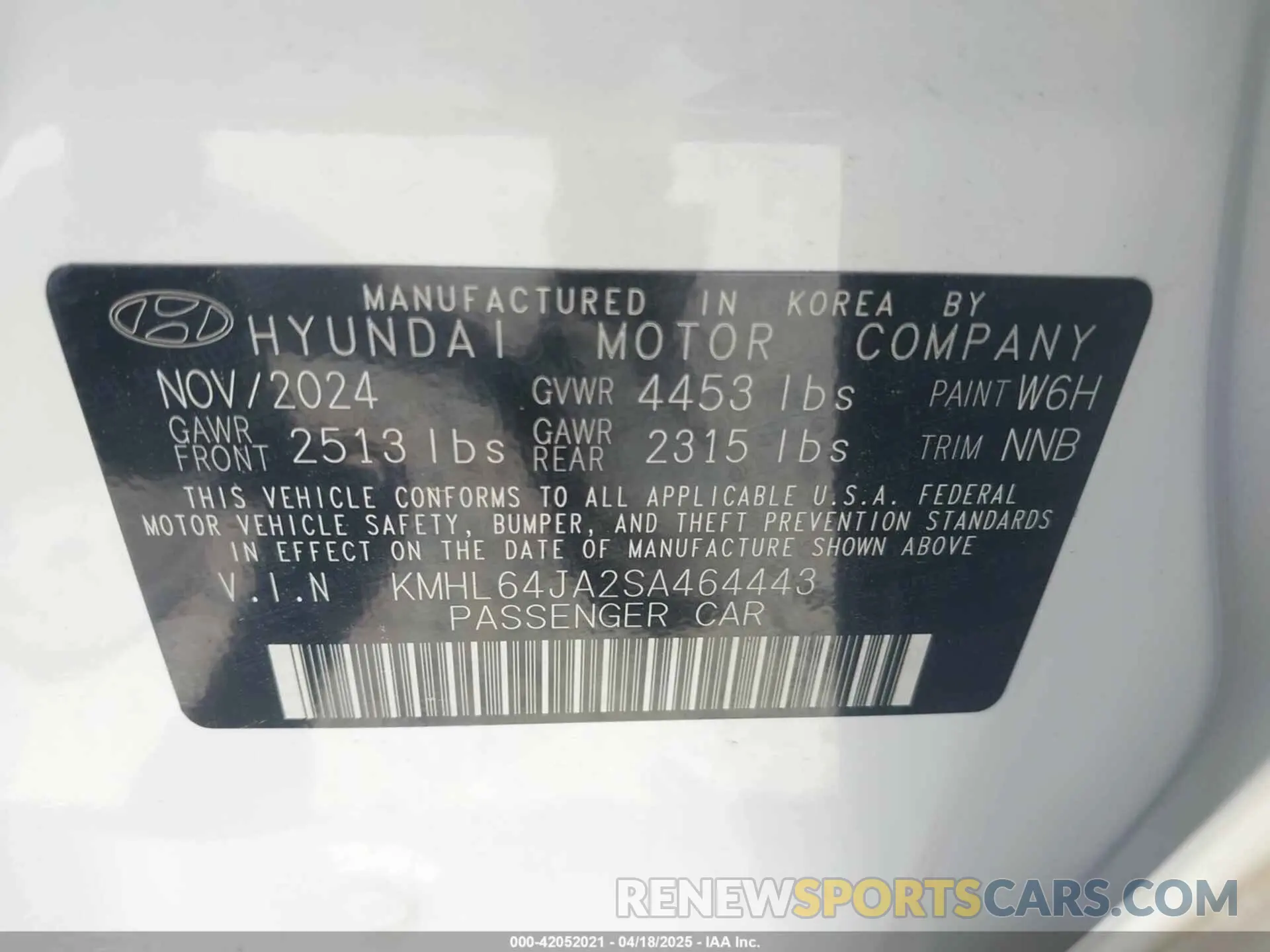 9 Photograph of a damaged car KMHL64JA2SA464443 HYUNDAI SONATA 2025