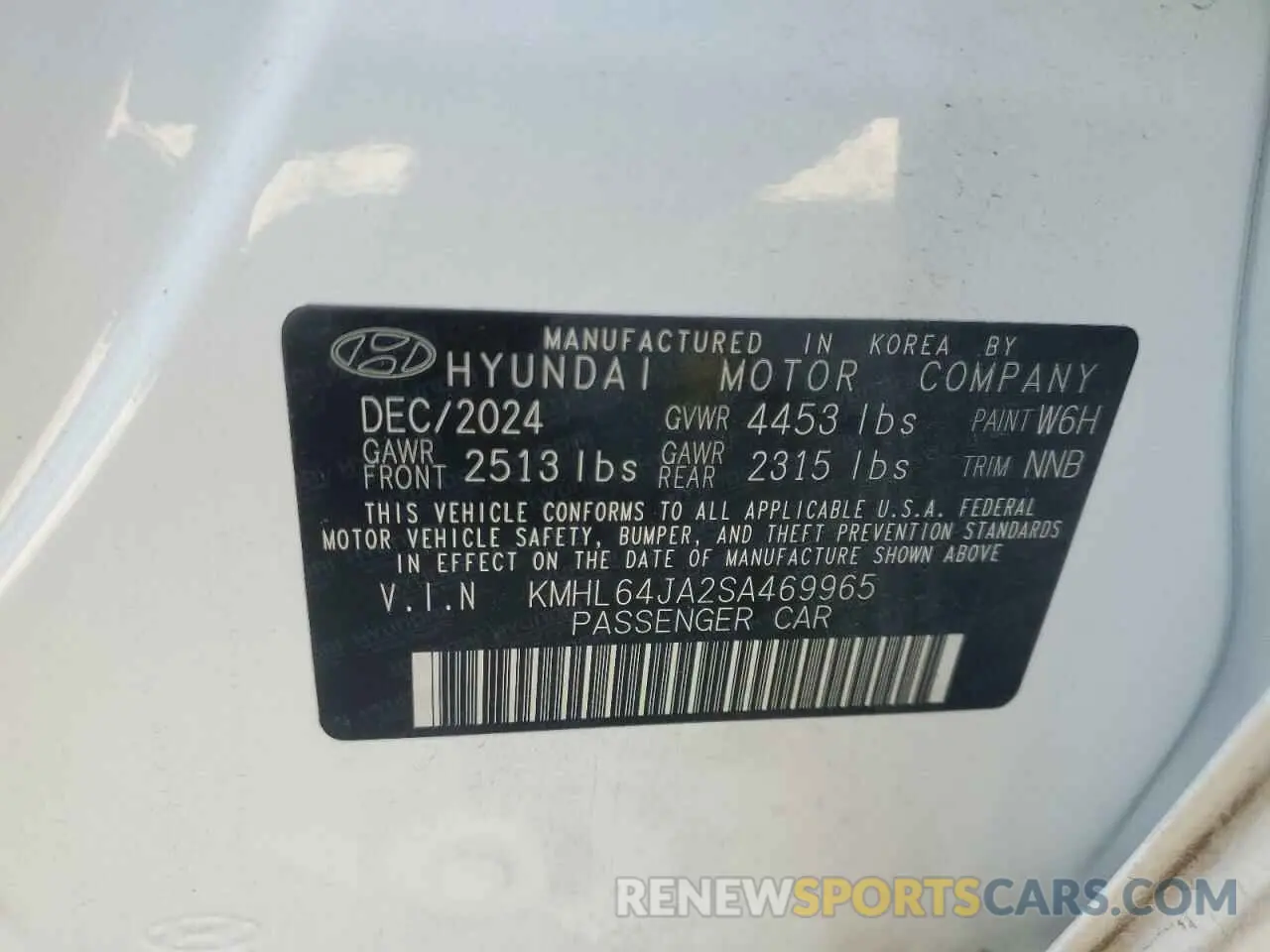 13 Photograph of a damaged car KMHL64JA2SA469965 HYUNDAI SONATA 2025