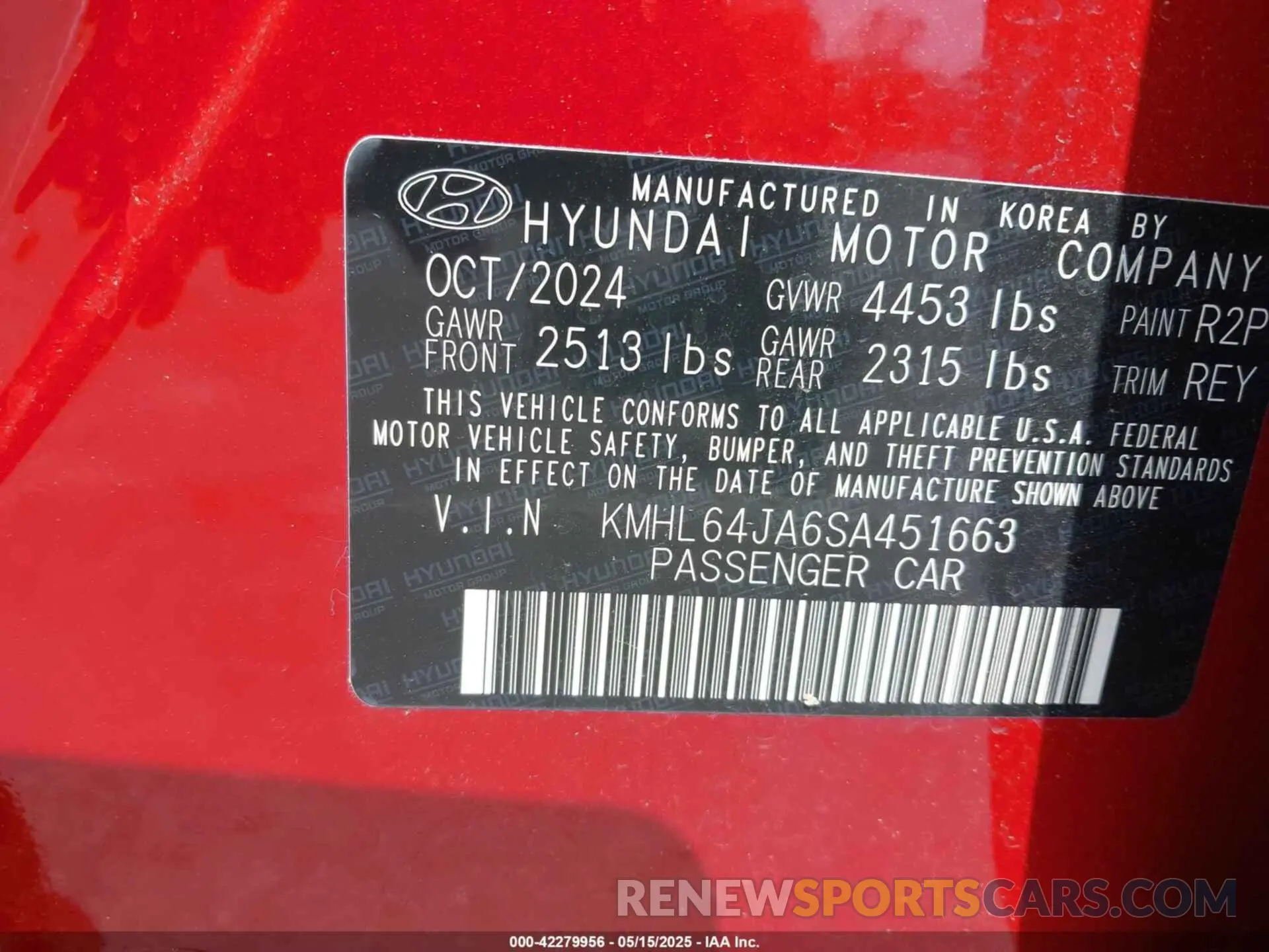 9 Photograph of a damaged car KMHL64JA6SA451663 HYUNDAI SONATA 2025