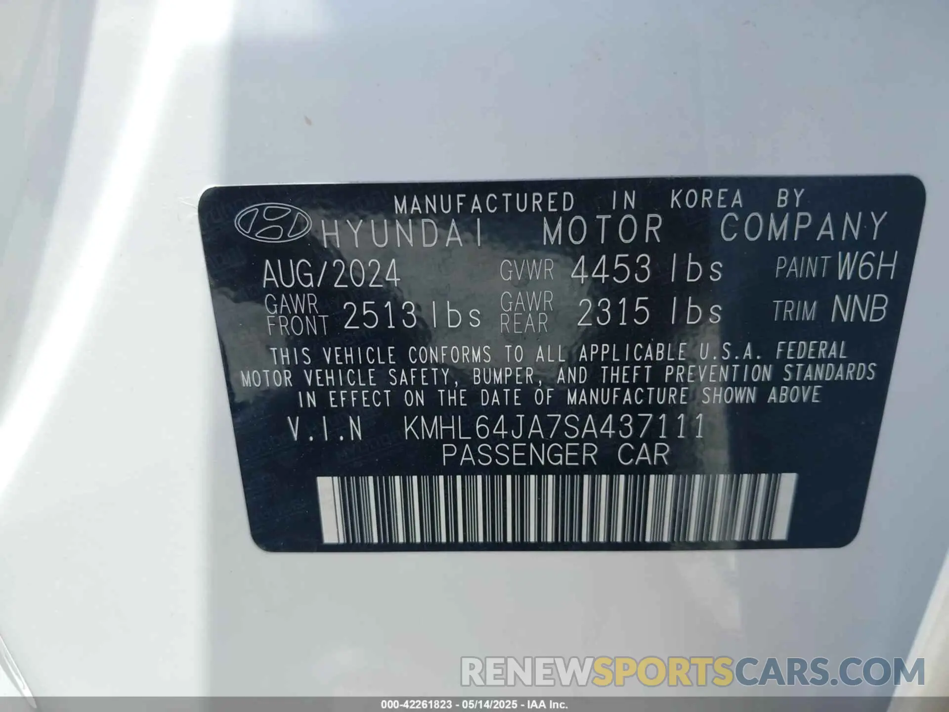 9 Photograph of a damaged car KMHL64JA7SA437111 HYUNDAI SONATA 2025
