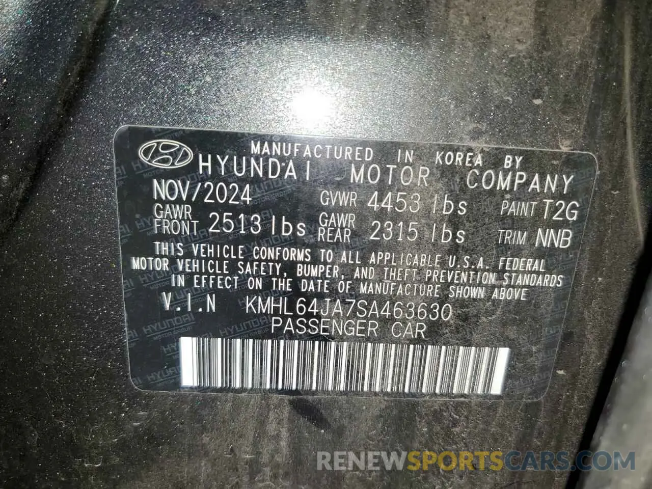 12 Photograph of a damaged car KMHL64JA7SA463630 HYUNDAI SONATA 2025