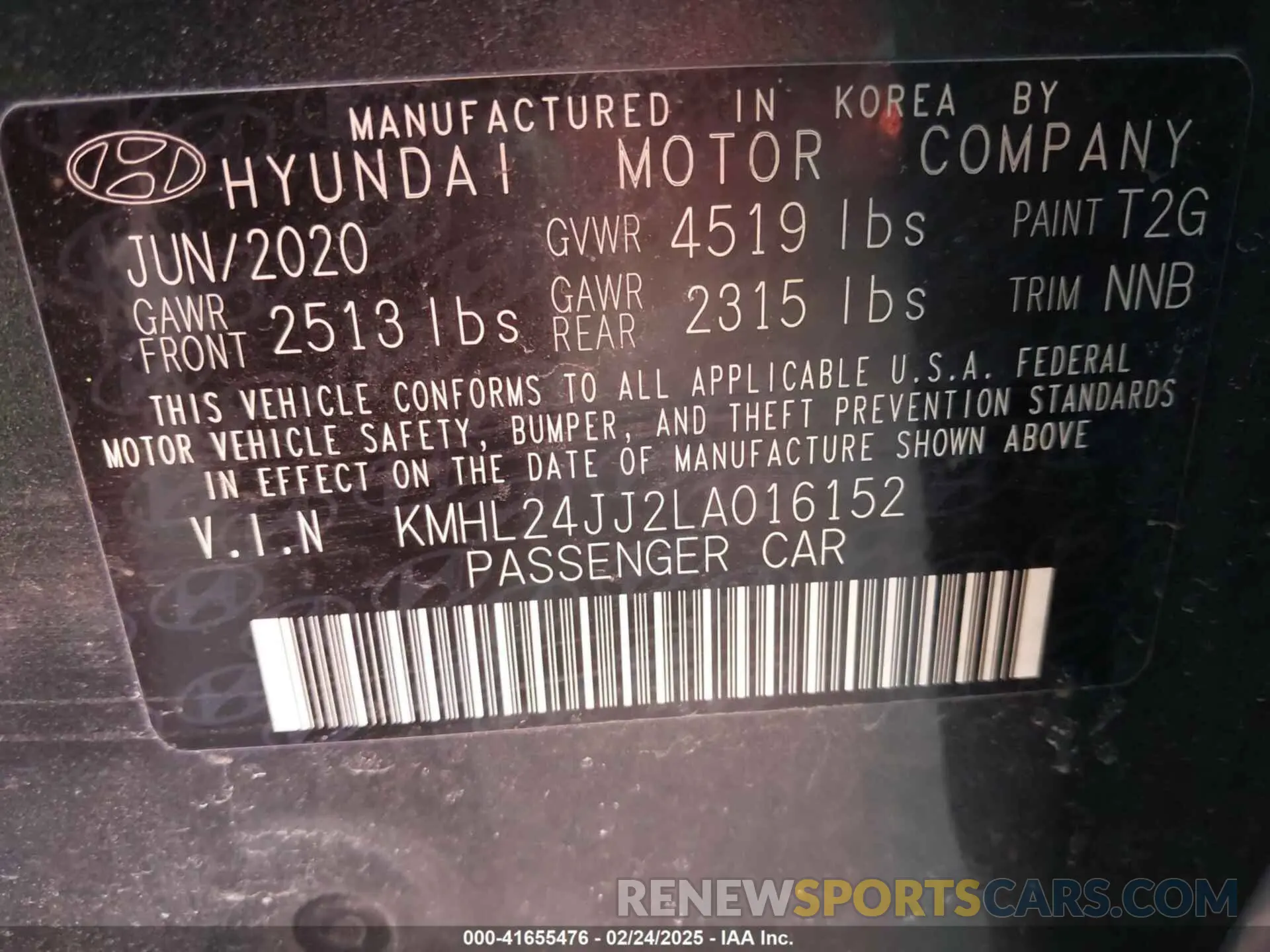 9 Фотография поврежденного автомобиля KMHL24JJ2LA016152 HYUNDAI SONATA HYBRID 2020