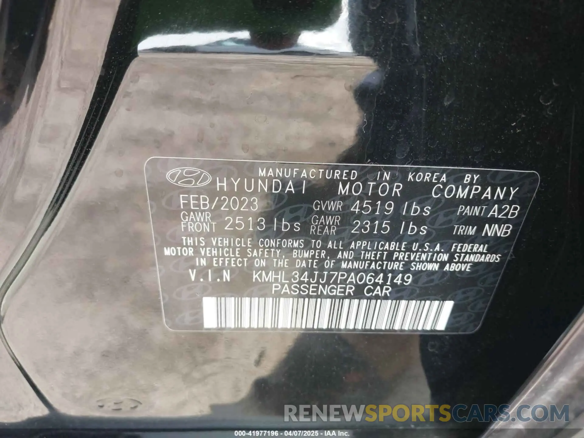 9 Фотография поврежденного автомобиля KMHL34JJ7PA064149 HYUNDAI SONATA HYBRID 2023