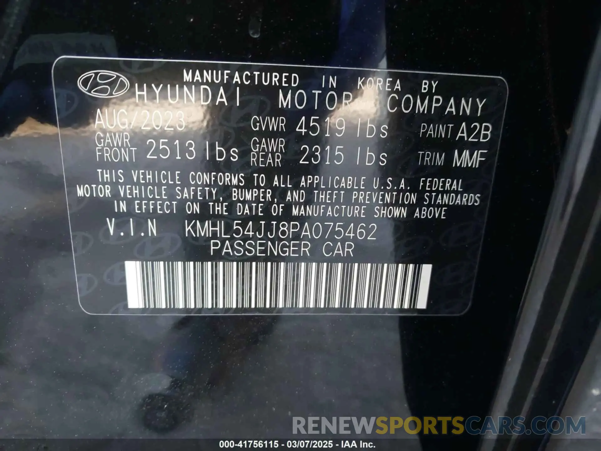 9 Photograph of a damaged car KMHL54JJ8PA075462 HYUNDAI SONATA HYBRID 2023