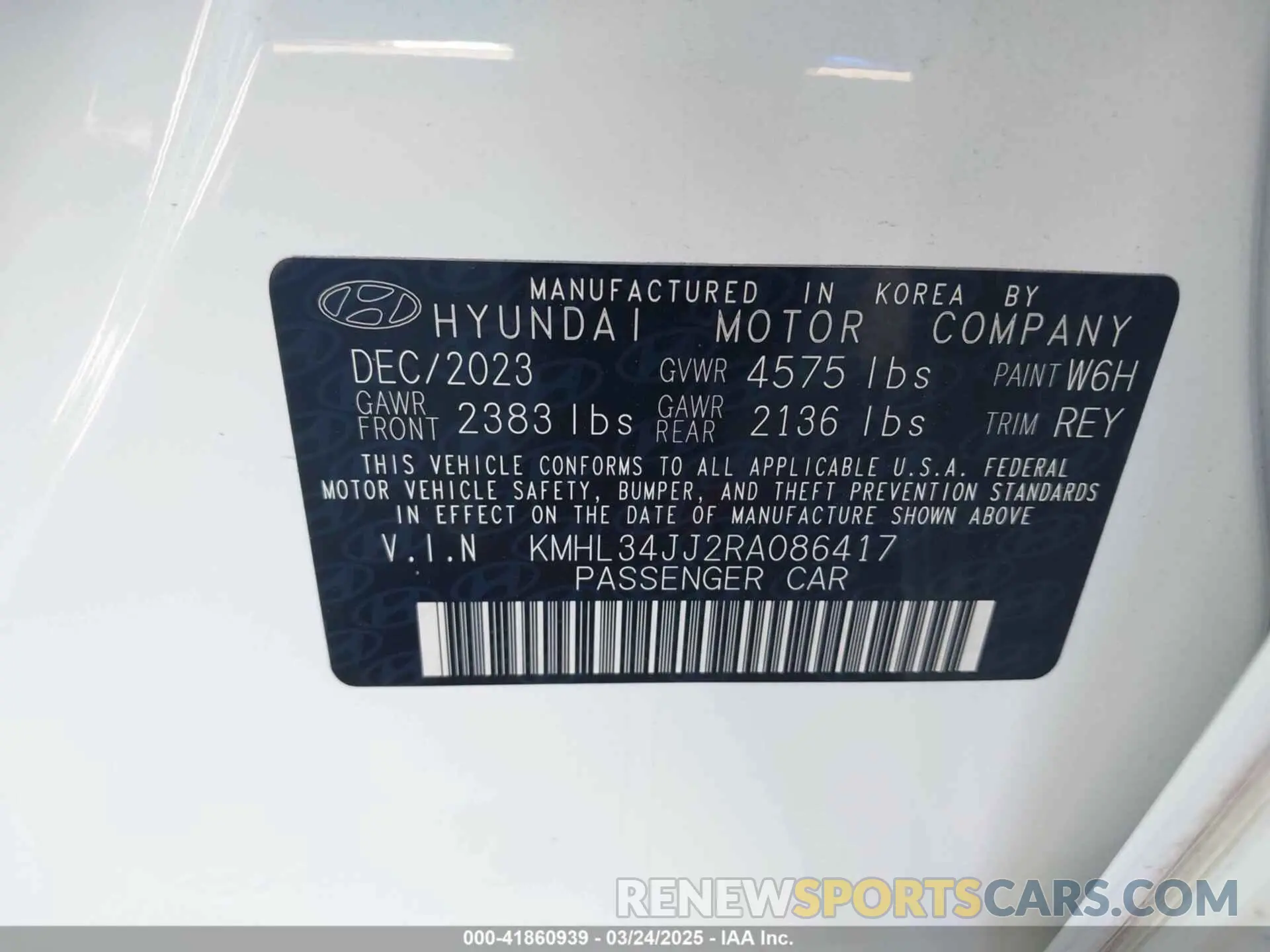 9 Photograph of a damaged car KMHL34JJ2RA086417 HYUNDAI SONATA HYBRID 2024