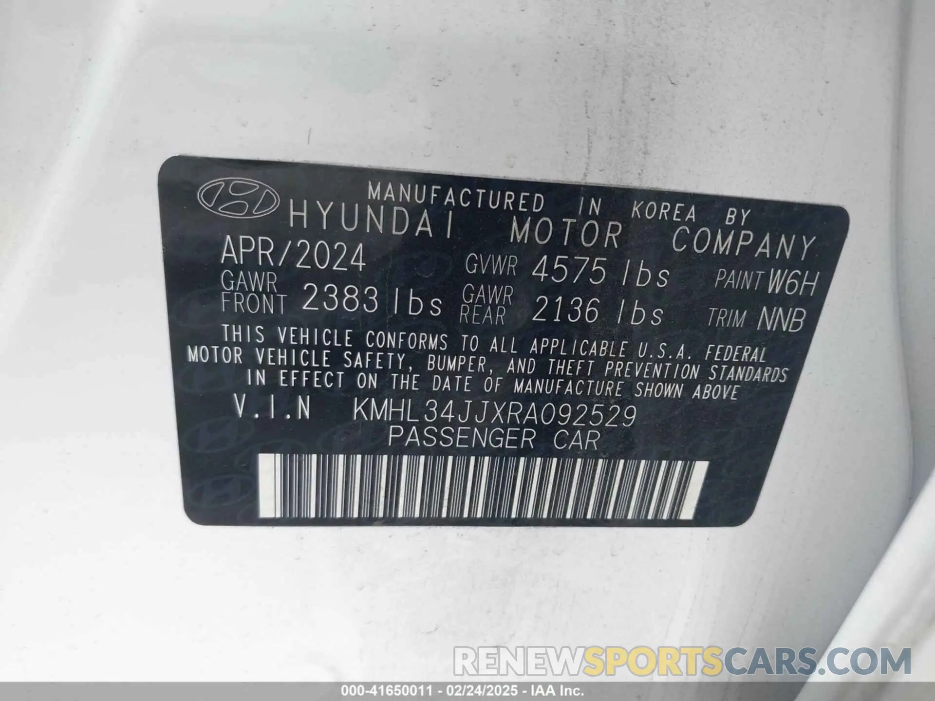 9 Photograph of a damaged car KMHL34JJXRA092529 HYUNDAI SONATA HYBRID 2024