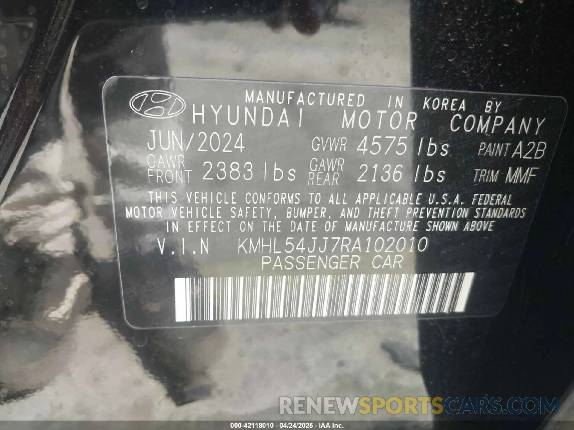 9 Фотография поврежденного автомобиля KMHL54JJ7RA102010 HYUNDAI SONATA HYBRID 2024
