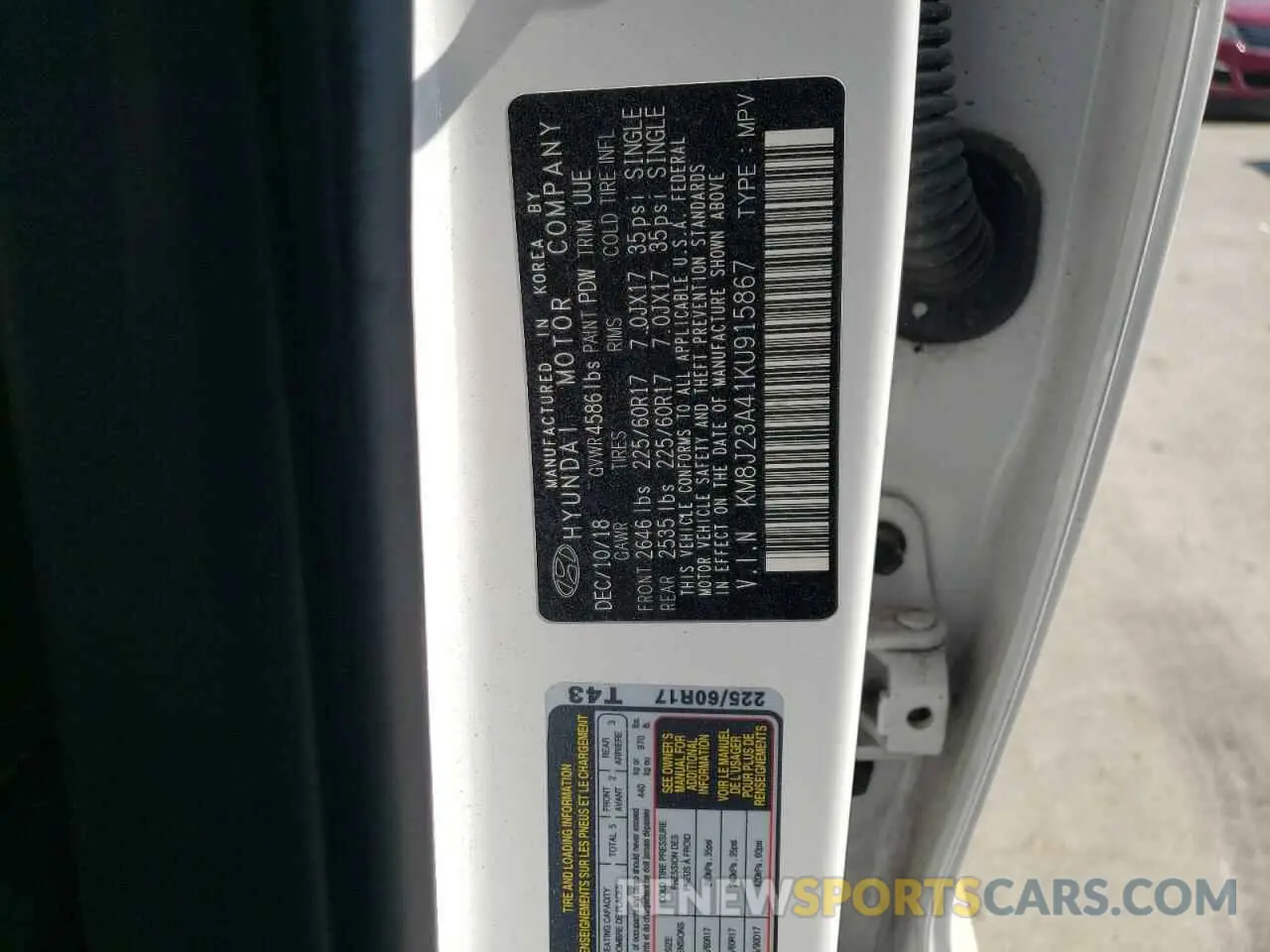 12 Photograph of a damaged car KM8J23A41KU915867 HYUNDAI TUCSON 2019
