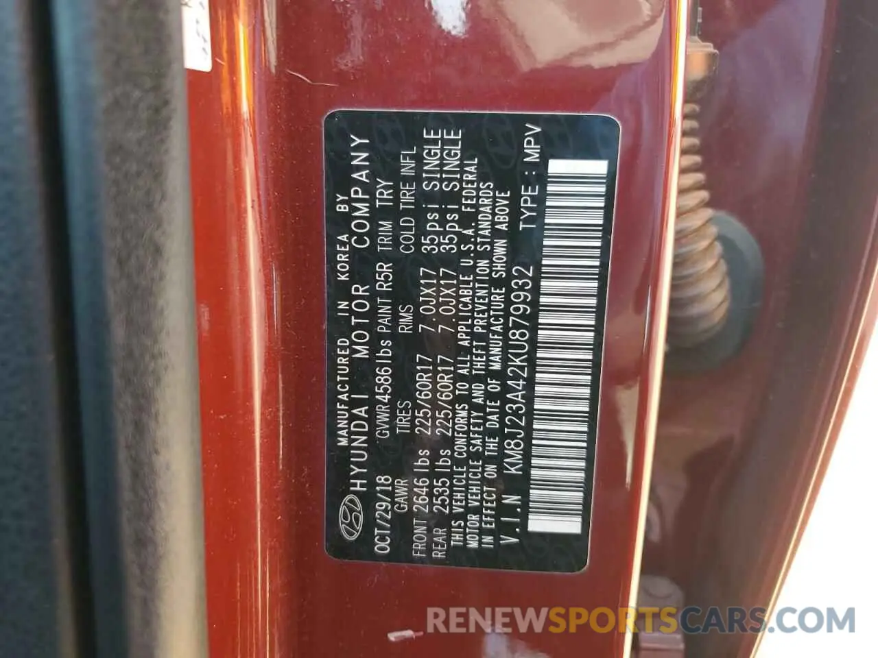 15 Photograph of a damaged car KM8J23A42KU879932 HYUNDAI TUCSON 2019