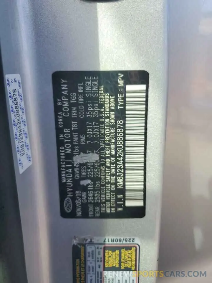 13 Photograph of a damaged car KM8J23A42KU886878 HYUNDAI TUCSON 2019