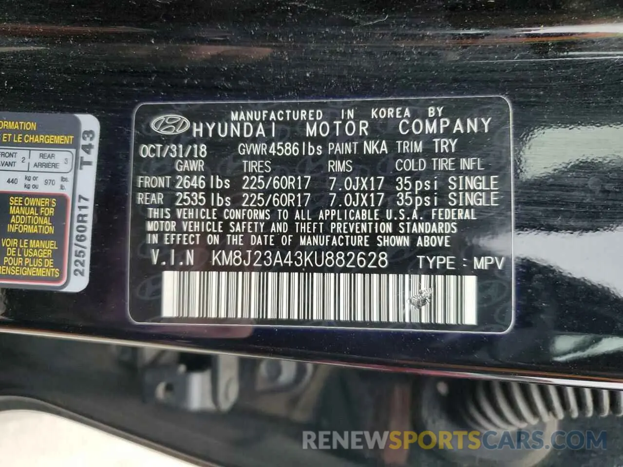 14 Фотография поврежденного автомобиля KM8J23A43KU882628 HYUNDAI TUCSON 2019