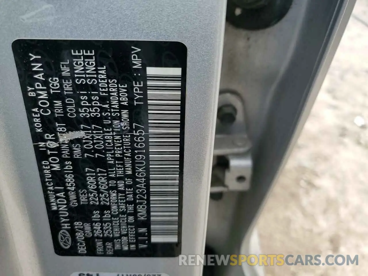 13 Photograph of a damaged car KM8J23A46KU916657 HYUNDAI TUCSON 2019