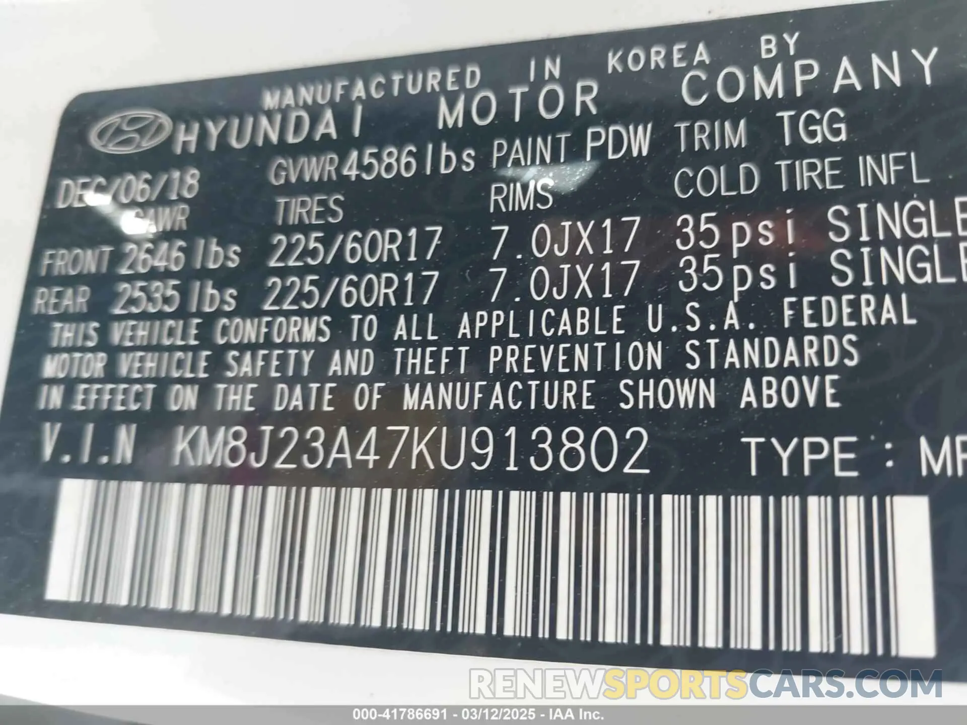 9 Photograph of a damaged car KM8J23A47KU913802 HYUNDAI TUCSON 2019