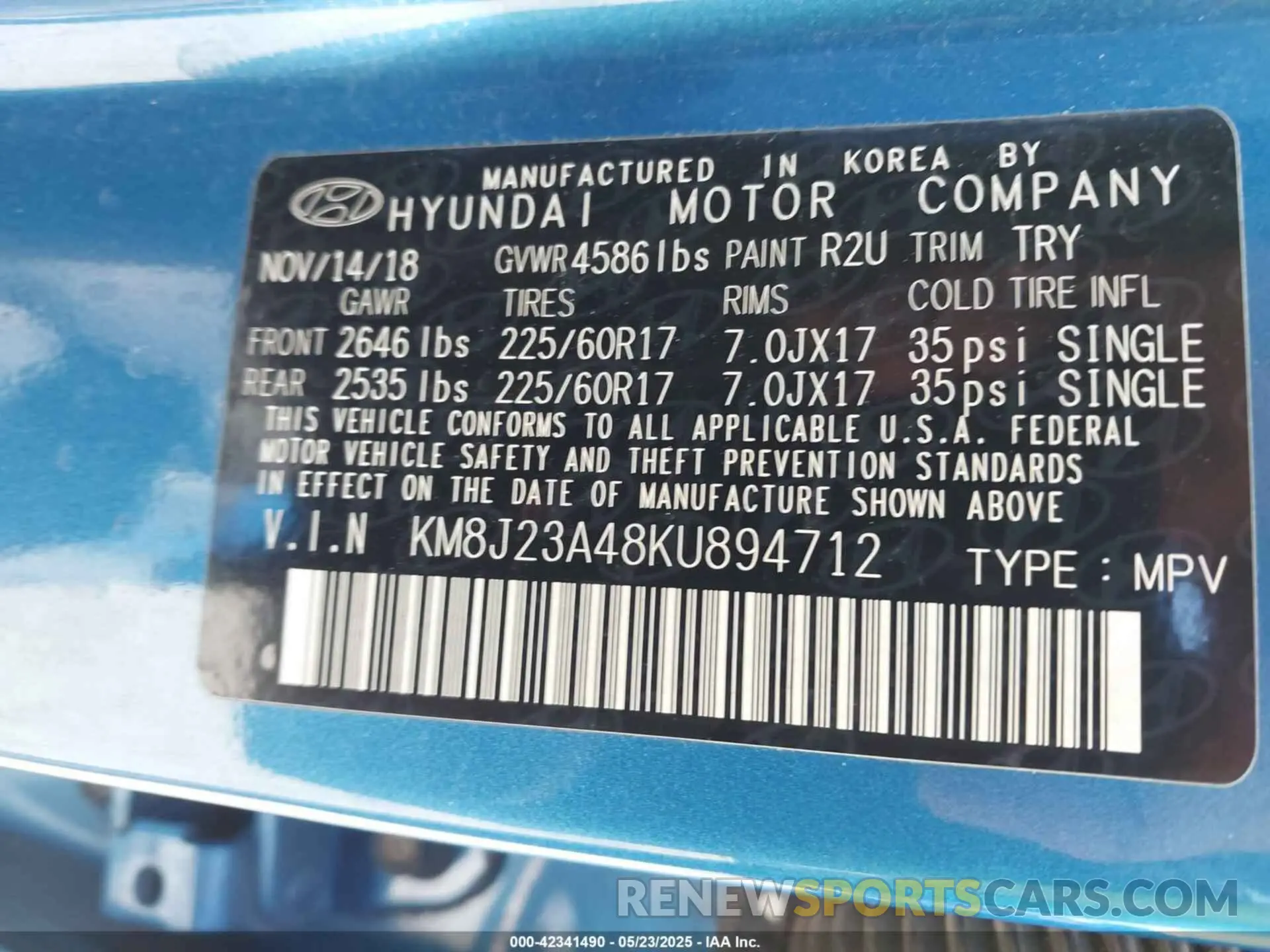 9 Фотография поврежденного автомобиля KM8J23A48KU894712 HYUNDAI TUCSON 2019