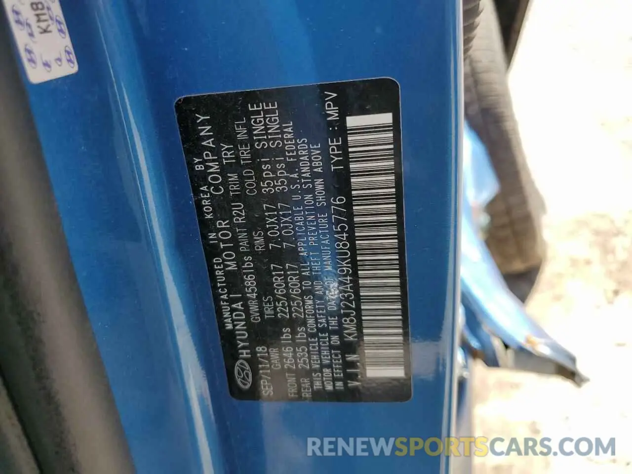 13 Фотография поврежденного автомобиля KM8J23A49KU845776 HYUNDAI TUCSON 2019