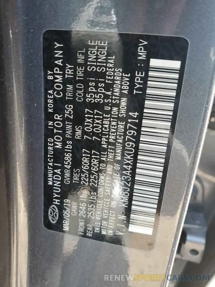13 Photograph of a damaged car KM8J23A4XKU979714 HYUNDAI TUCSON 2019