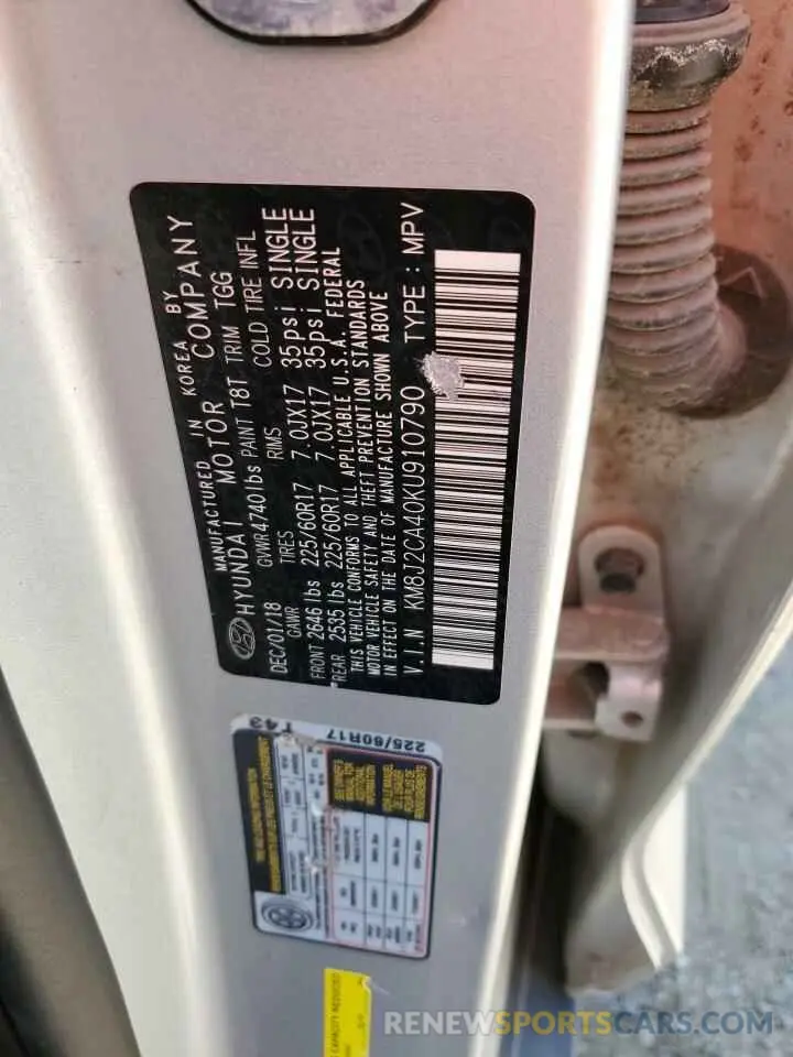 13 Photograph of a damaged car KM8J2CA40KU910790 HYUNDAI TUCSON 2019