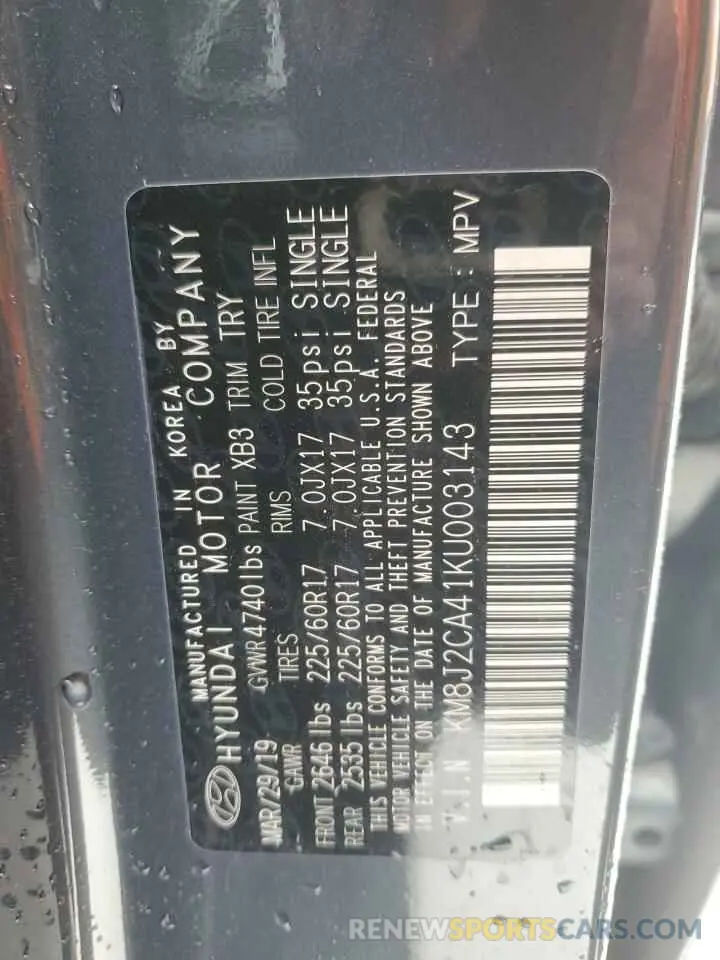 15 Photograph of a damaged car KM8J2CA41KU003143 HYUNDAI TUCSON 2019