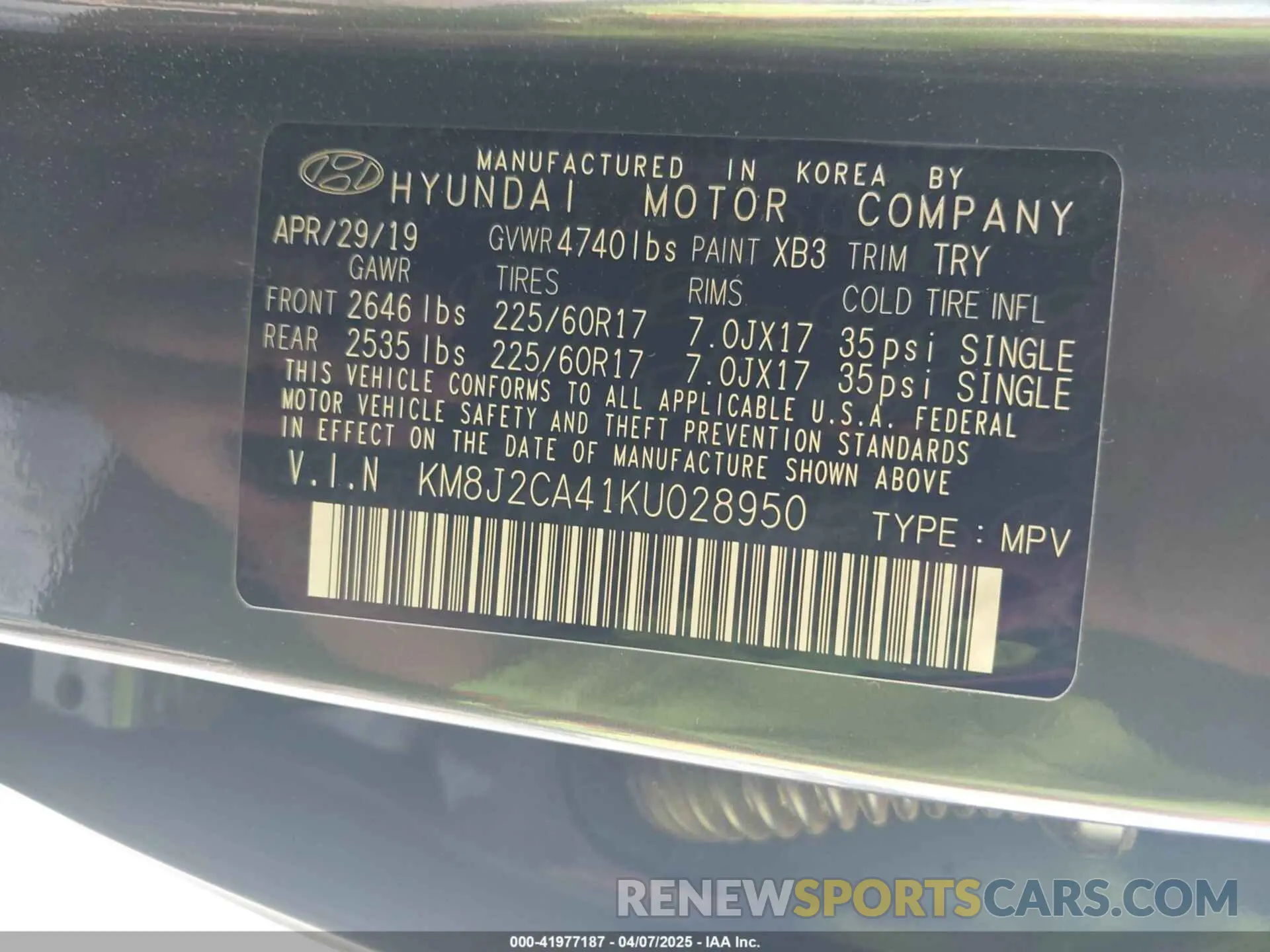 9 Photograph of a damaged car KM8J2CA41KU028950 HYUNDAI TUCSON 2019