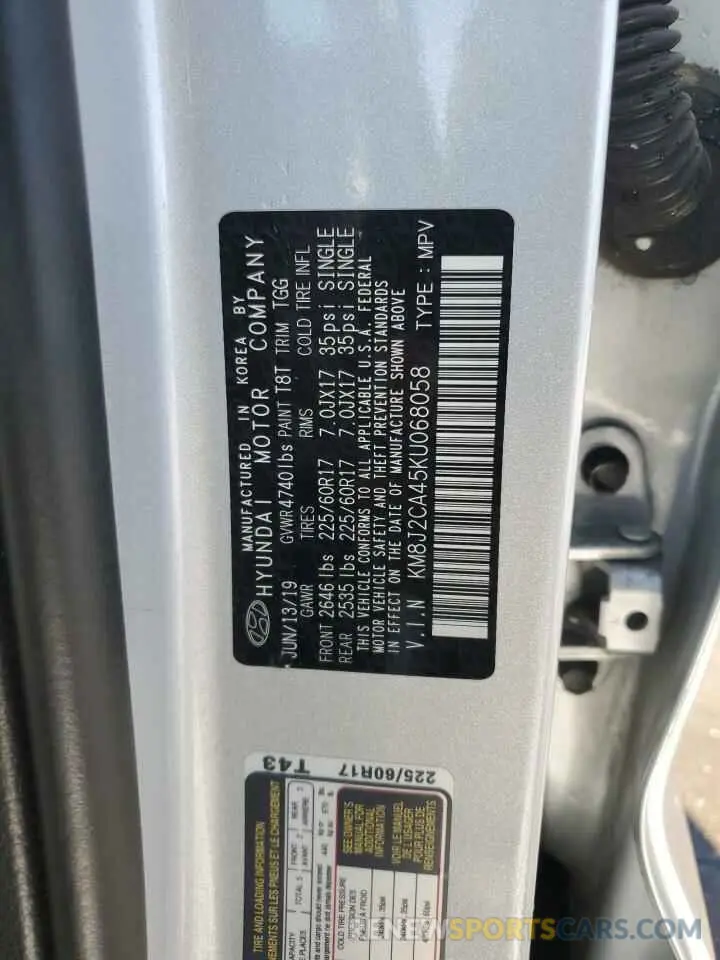 13 Photograph of a damaged car KM8J2CA45KU068058 HYUNDAI TUCSON 2019