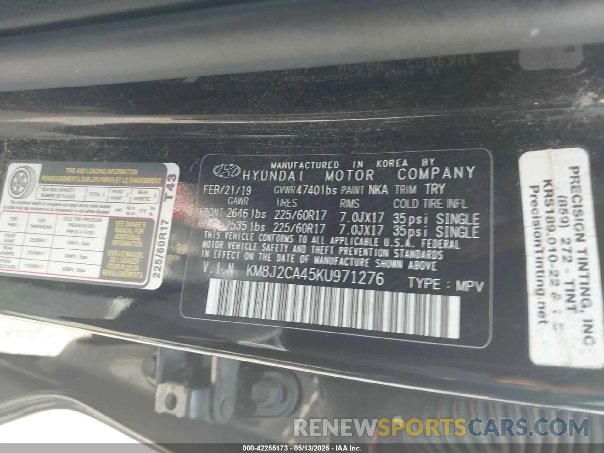 9 Photograph of a damaged car KM8J2CA45KU971276 HYUNDAI TUCSON 2019
