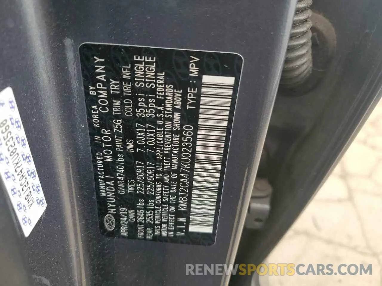 13 Photograph of a damaged car KM8J2CA47KU023560 HYUNDAI TUCSON 2019