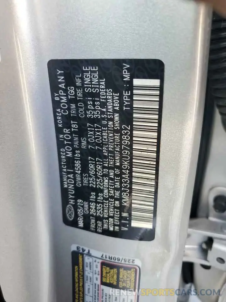 13 Photograph of a damaged car KM8J33A49KU979832 HYUNDAI TUCSON 2019