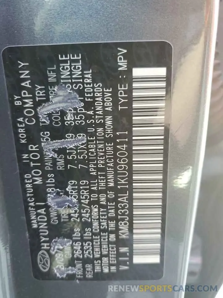 13 Photograph of a damaged car KM8J33AL1KU960411 HYUNDAI TUCSON 2019