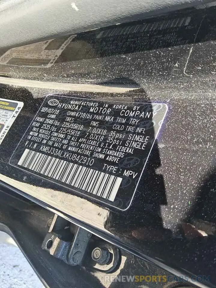 13 Photograph of a damaged car KM8J33ALXKU842910 HYUNDAI TUCSON 2019