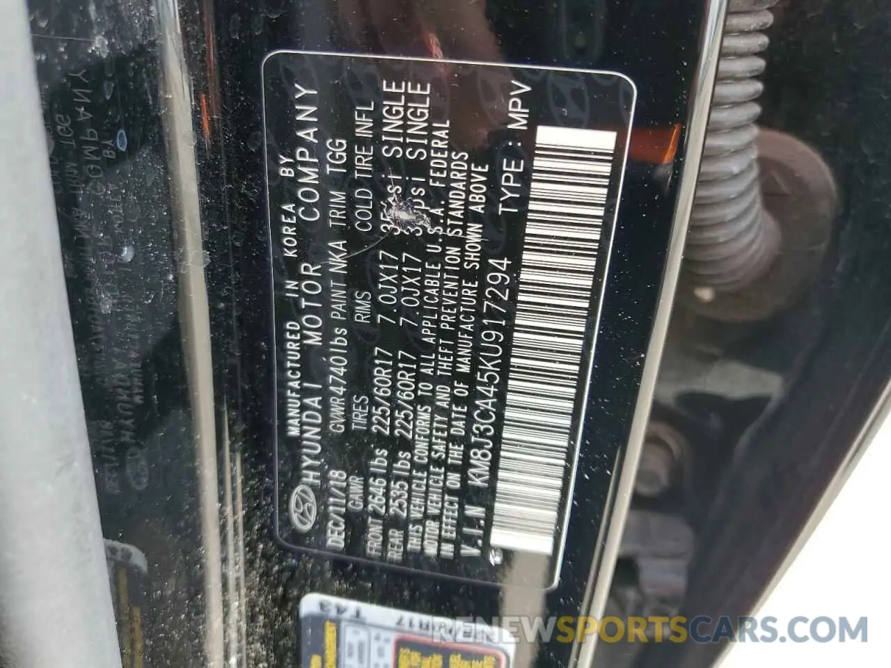 13 Фотография поврежденного автомобиля KM8J3CA45KU917294 HYUNDAI TUCSON 2019