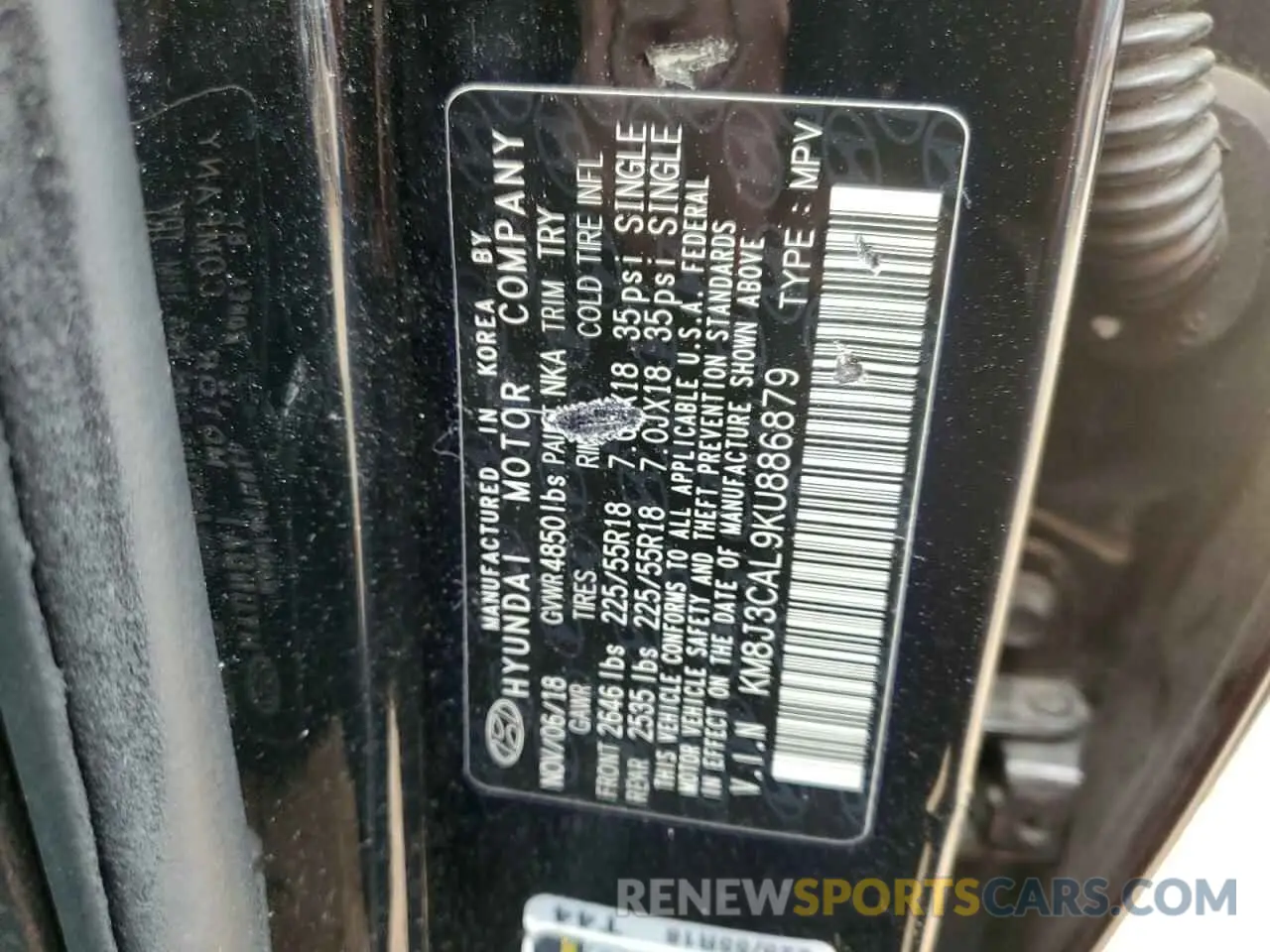 13 Фотография поврежденного автомобиля KM8J3CAL9KU886879 HYUNDAI TUCSON 2019