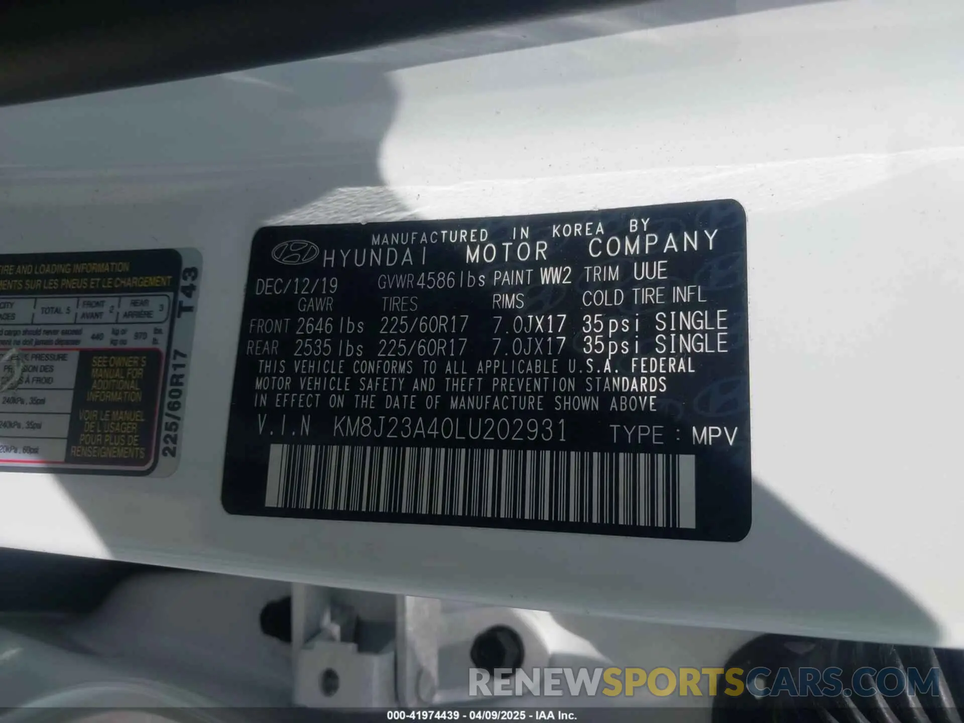9 Фотография поврежденного автомобиля KM8J23A40LU202931 HYUNDAI TUCSON 2020