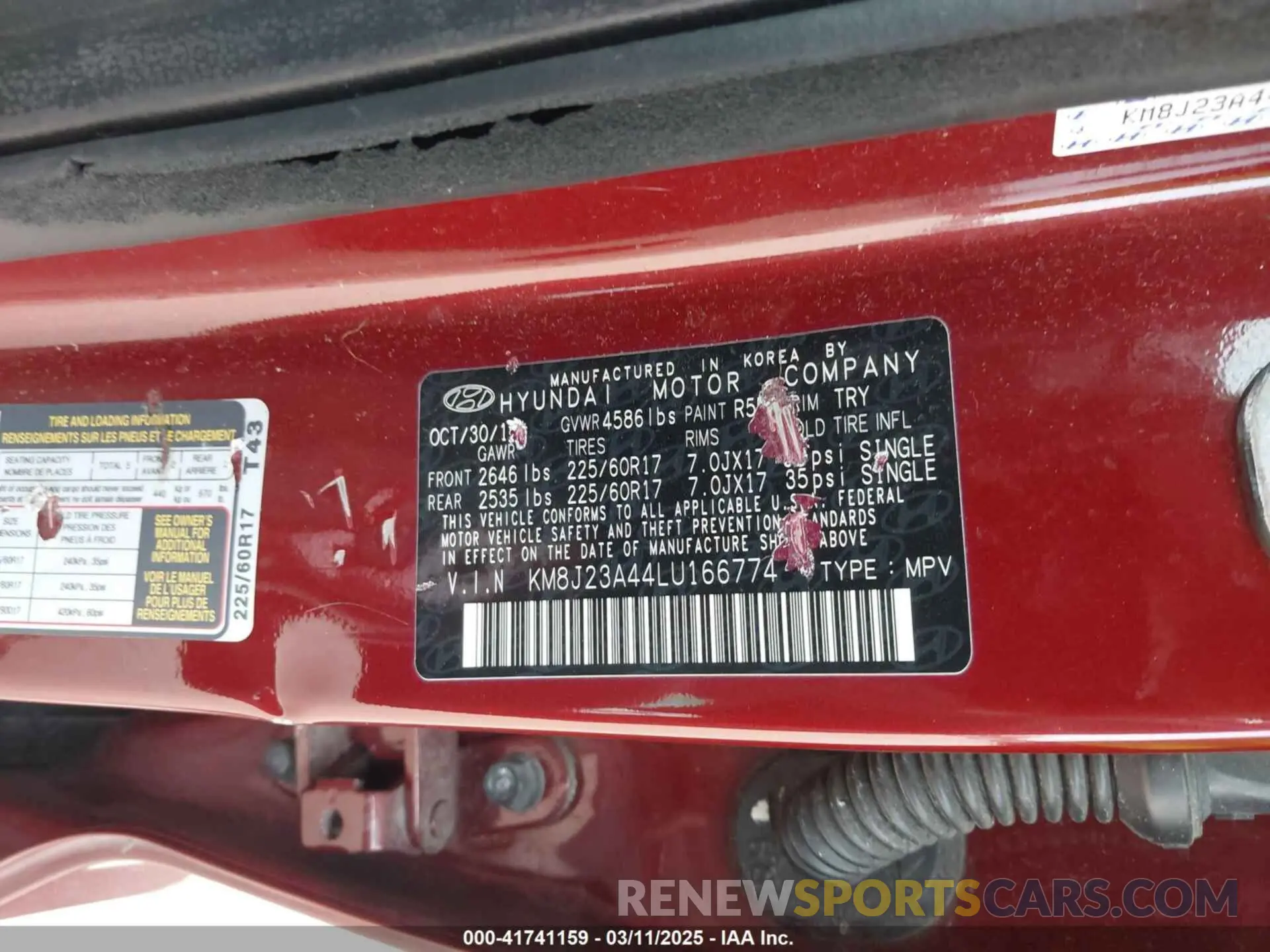 9 Photograph of a damaged car KM8J23A44LU166774 HYUNDAI TUCSON 2020