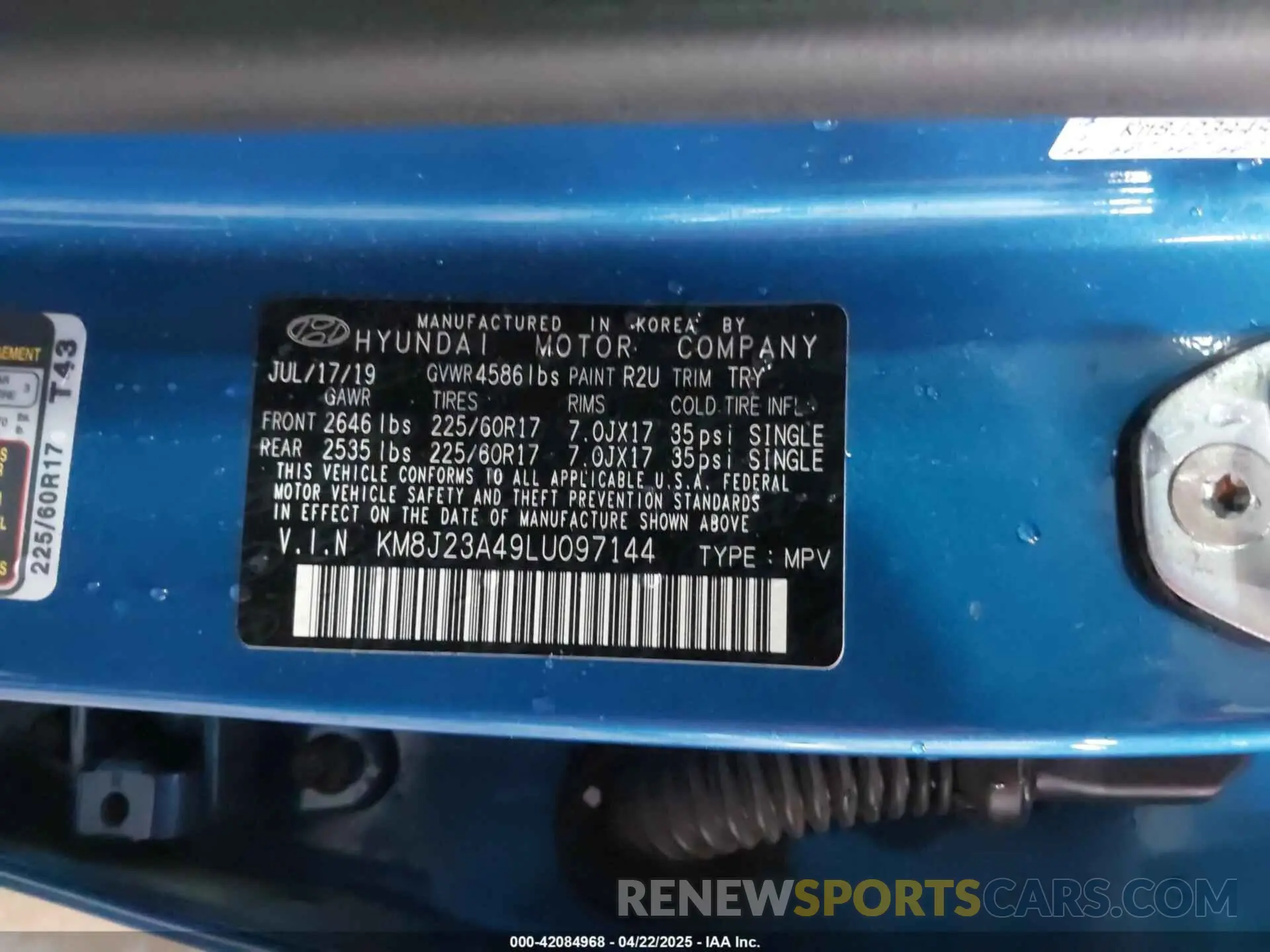 9 Photograph of a damaged car KM8J23A49LU097144 HYUNDAI TUCSON 2020
