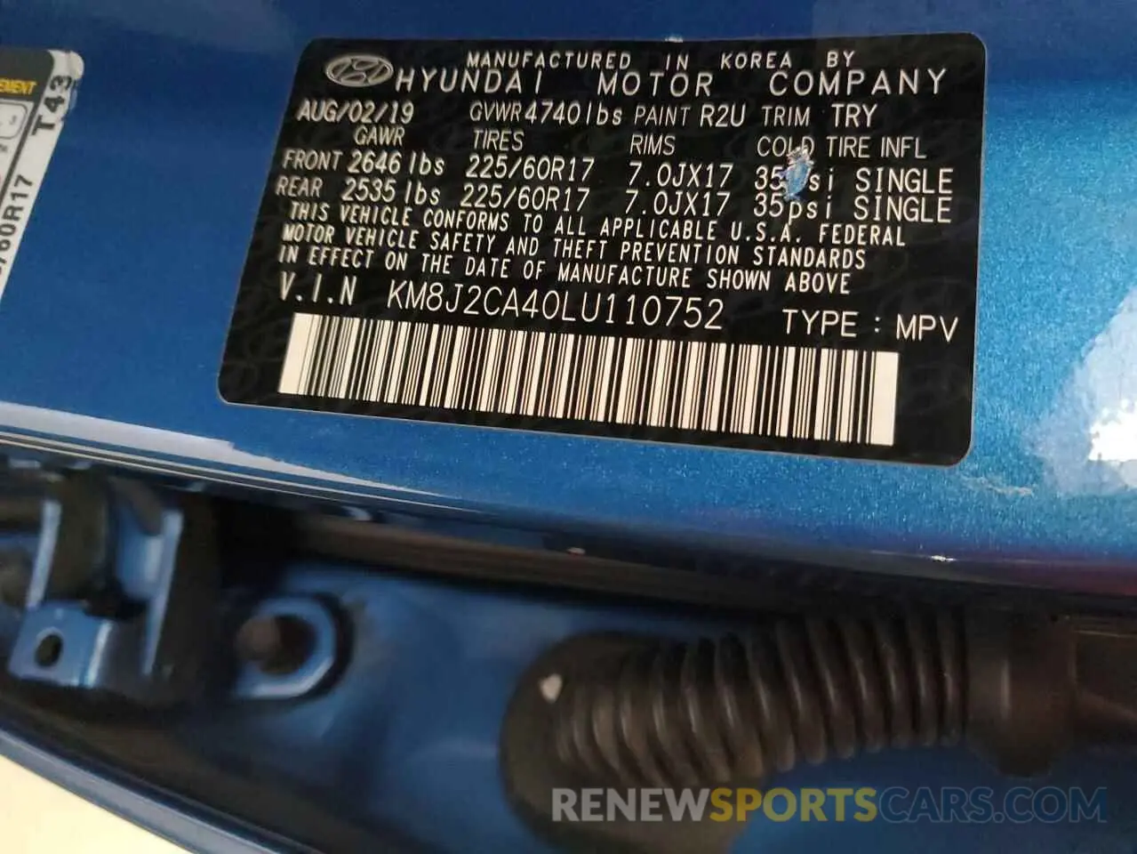 14 Фотография поврежденного автомобиля KM8J2CA40LU110752 HYUNDAI TUCSON 2020