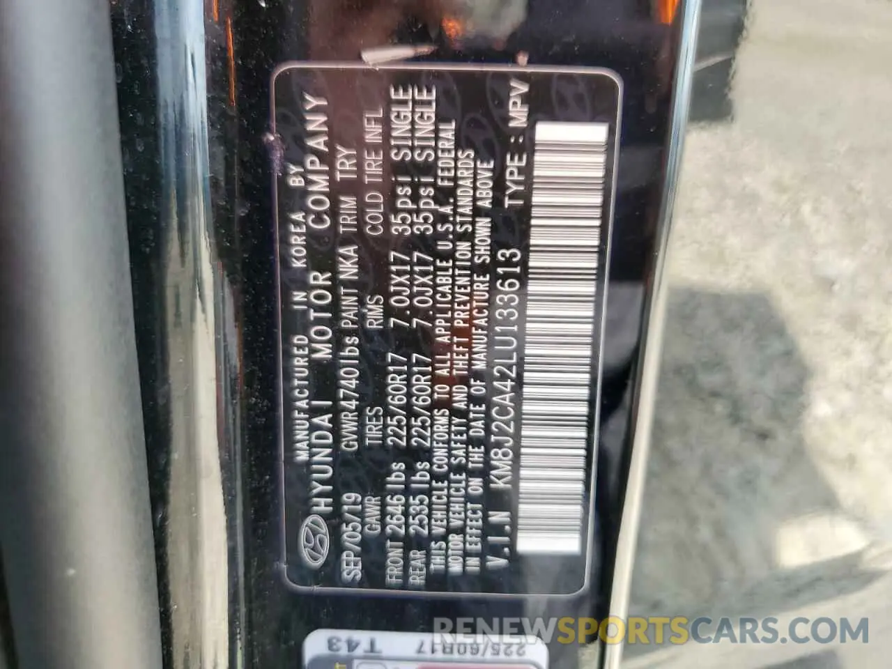 13 Фотография поврежденного автомобиля KM8J2CA42LU133613 HYUNDAI TUCSON 2020
