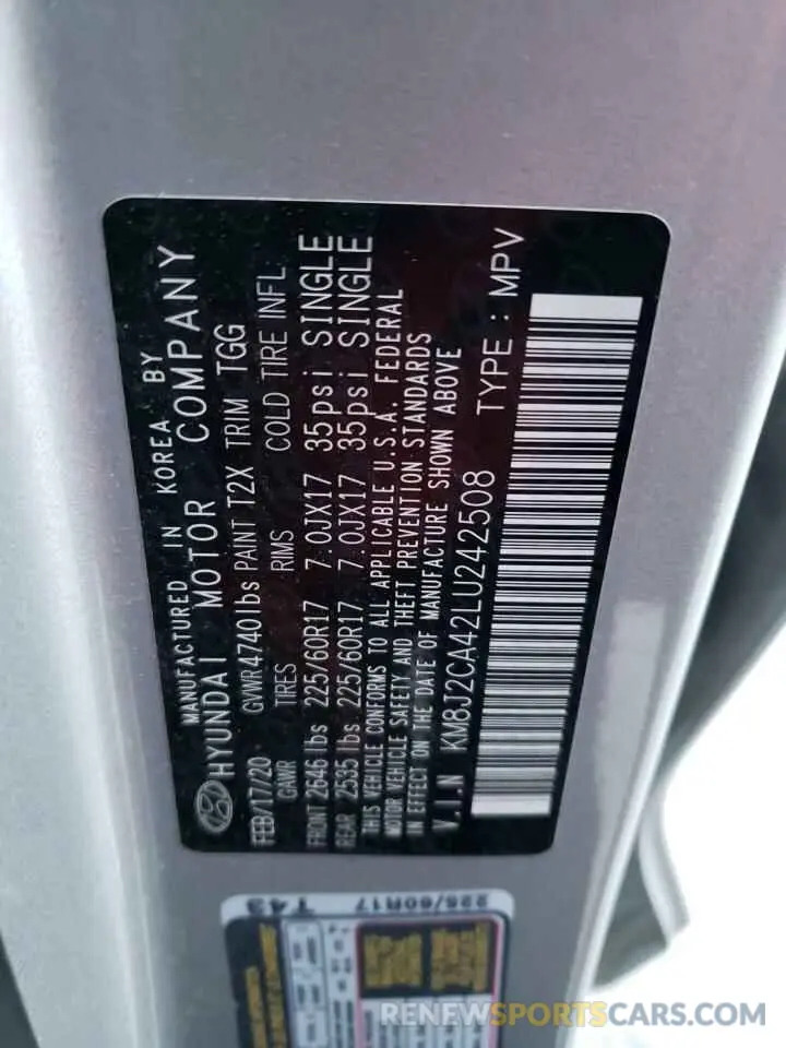 13 Photograph of a damaged car KM8J2CA42LU242508 HYUNDAI TUCSON 2020